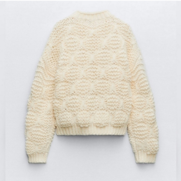 Zara Textured Knit Sweater Cream NWT - Picture 6 of 7